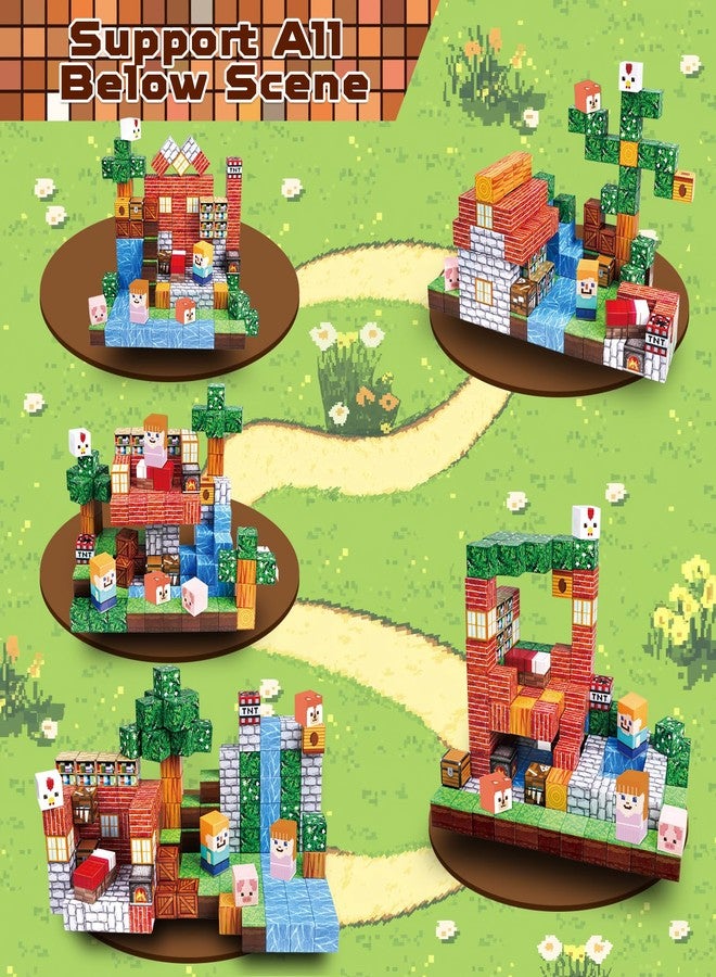 Annexfun Magnetic Blocks-150PCS Grassland Magnetic Building Blocks Set, Kids Classroom Sensory Toy for Toddlers STEM Learning, Construction Stacking Toy for Kids 3+ Boys and Girls Christmas Birthday Gifts - Image 3